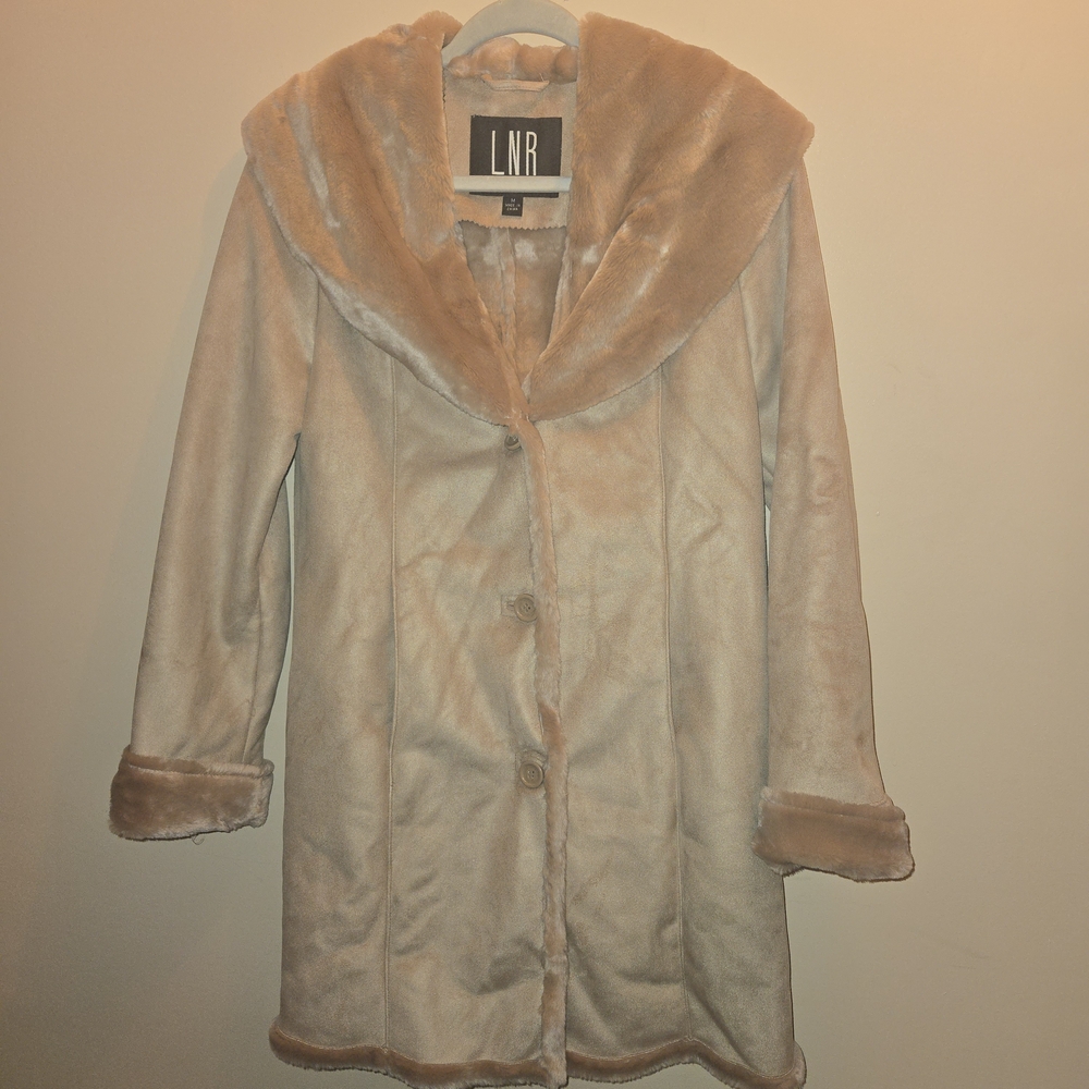 LNR La Nouvelle Renaissance Suede Penny Lane Coat M Tan Faux Fur Afghan Jacket